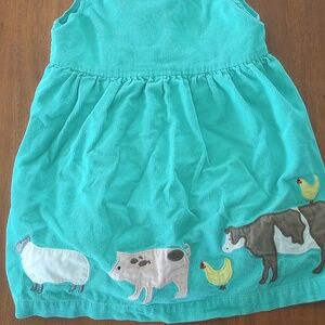Mini Boden Teal Dress with Farm Animals